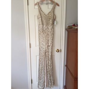 NWT Gold & Cream sequenced dress fitted dress